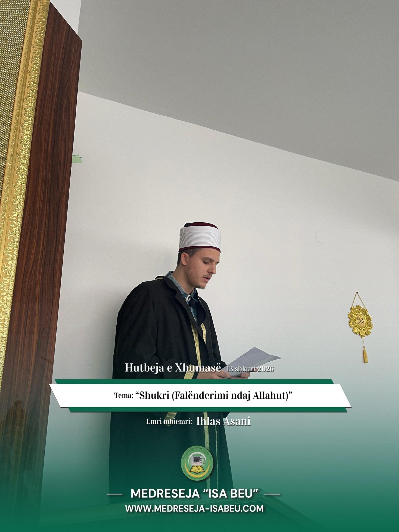 MESAZHI I XHUMASË NË MEDRESENË ISA BEU